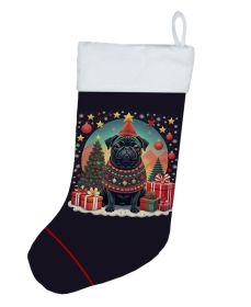 Black Pug Christmas Christmas Stocking Fireplace Hanging Stockings Christmas Season Party Decor Family Holiday Decorations