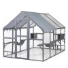 Wooden Cat Catio, Outdoor Large Cat Enclosure, Cat Playpen with Platforms, Sunshine Boards, Bridges, Condos, Grey