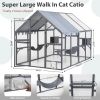 Wooden Cat Catio, Outdoor Large Cat Enclosure, Cat Playpen with Platforms, Sunshine Boards, Bridges, Condos, Grey