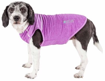 Pet Life Active 'Aero-Pawlse' Heathered Quick-Dry And 4-Way Stretch-Performance Dog Tank Top T-Shirt (Color: PURPLE, size: X-Small)