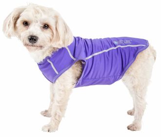 Pet Life Active 'Racerbark' 4-Way Stretch Performance Active Dog Tank Top T-Shirt (Color: PURPLE, size: X-Small)