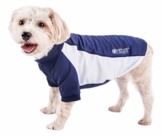 Pet Life Active 'Barko Pawlo' Relax-Stretch Wick-Proof Performance Dog Polo T-Shirt (Color: Navy, size: X-Large)