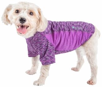 Pet Life Active 'Warf Speed' Heathered Ultra-Stretch Sporty Performance Dog T-Shirt (Color: PURPLE, size: large)