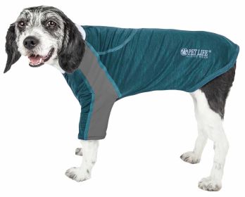 Pet Life Active 'Chewitt Wagassy' 4-Way Stretch Performance Long Sleeve Dog T-Shirt (Color: Teal, size: X-Large)