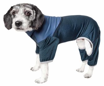 Pet Life Active 'Embarker' Heathered Performance 4-Way Stretch Two-Toned Full Body Warm Up (Color: Teal, size: X-Large)