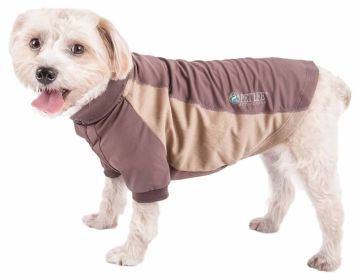 Pet Life Active 'Barko Pawlo' Relax-Stretch Wick-Proof Performance Dog Polo T-Shirt (Color: Brown, size: small)