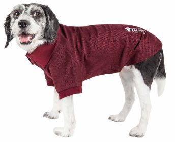 Pet Life Active 'Fur-Flexed' Relax-Stretch Wick-Proof Performance Dog Polo T-Shirt (Color: Burgundy, size: small)