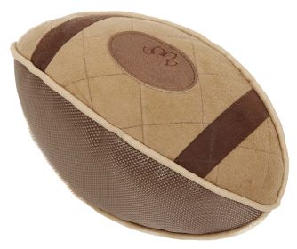 Pet Life 'Pugskin' Durable Oxford Nylon and Mesh Plush Squeaky Football Dog Toy (Color: khaki)