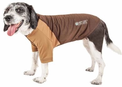 Pet Life Active 'Hybreed' 4-Way Stretch Two-Toned Performance Dog T-Shirt (Color: Brown, size: medium)