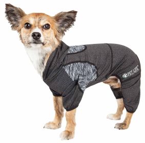 Pet Life Active 'Pawsterity' Heathered Performance 4-Way Stretch Two-Toned Full Bodied Hoodie (Color: Black, size: medium)