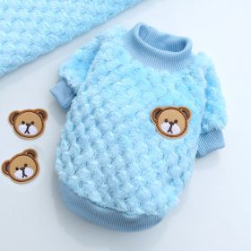 New Winter Pet Clothes; Cute Fleece Puppy Dress Warm Cat Coat; Pet Apparel; For Small & Medium Dogs (Color: Sky Blue, size: M)